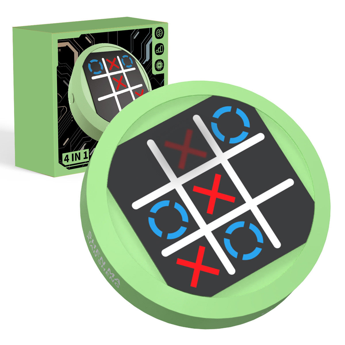 Super Tic-Tac-Toe 4-in-1 Lernspiel – Intelligente Mini-Spielkonsole für Gedächtnis, Logik & Spaß