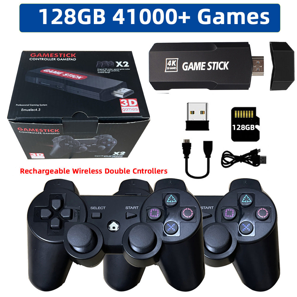 4K Retro Game Stick mit 2 kabellosen Controllern – HDMI TV Spielkonsole mit 40’000+ Spielen (64–256 GB)